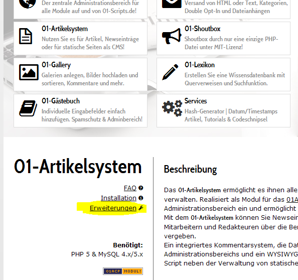 Modul-Erweiterungen (Link)